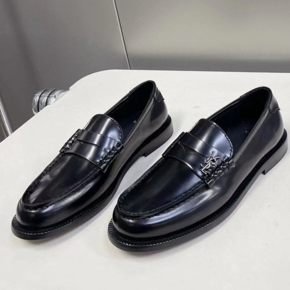 YSL Black Leather Loafers